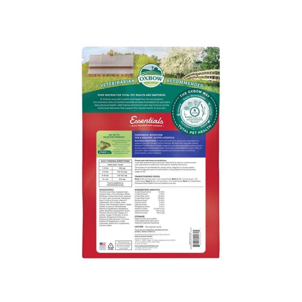 OXBOW FORTIFIED NUTRITION ADULT RABBIT FOOD 4.53KG 10LBS image 2