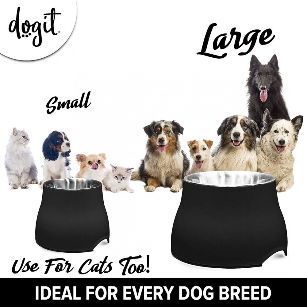 DOGIT ELEVATED DISH WITH STAINLESS STEAL INSERT SMALL 300ML BLACK image 2