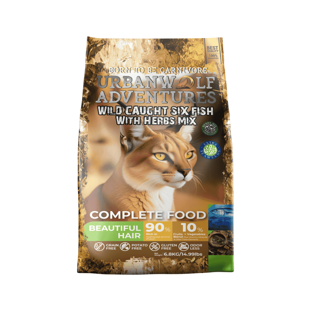 URBANWOLF ADVENTURES BEAUTIFUL HAIR WILD CAUGHT SIX FISH WITH HERBS MIX DRY CAT FOOD image 3