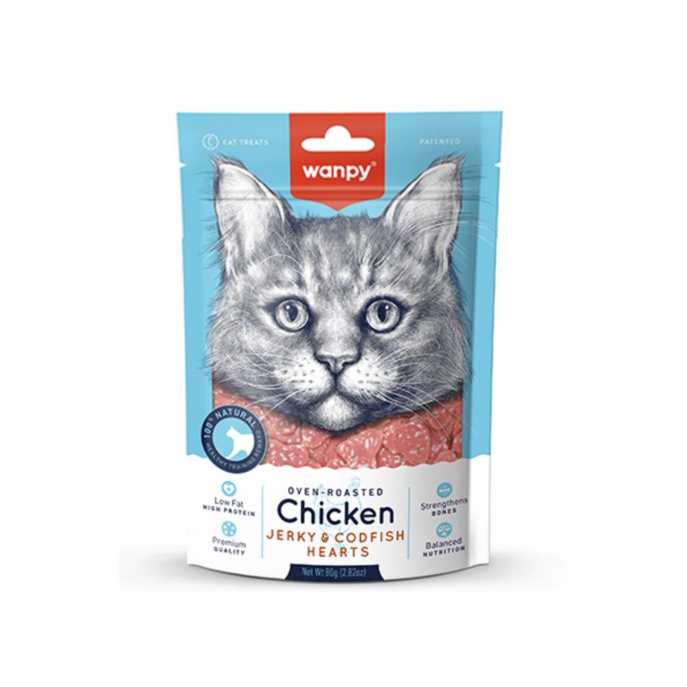 WANPY CAT CHICKEN JERKY & COD FISH SUSHI 80G CAT SNACK image 2