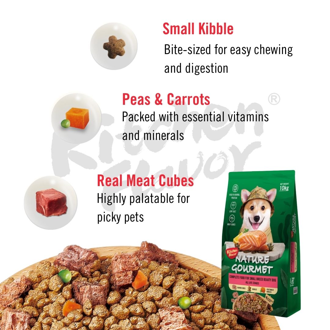 KITCHEN FLAVOR DOG 10KG NATURE GOURMET COMPLETE FOOD FOR SMALL BREED BEAUTY DOG ALL LIFE STAGES SALMON image 3