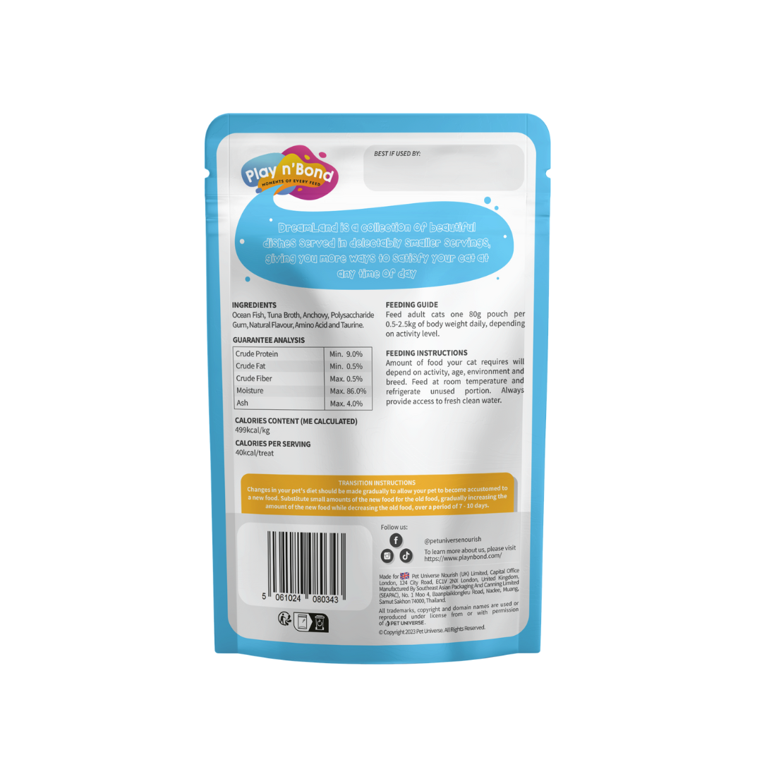 PLAY n'BOND CAT 80G SPLASHING-MEOW OCEAN FISH WET CAT FOOD image 2