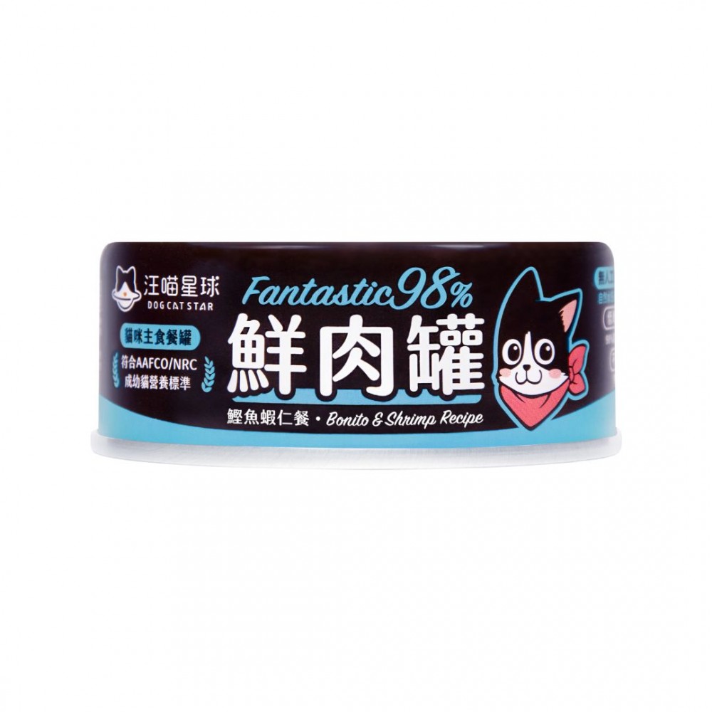 DOGCATSTAR FANTASTIC 98% MEAT CANNED 80G BONITO & SHRIMP WET CAT FOOD image 2
