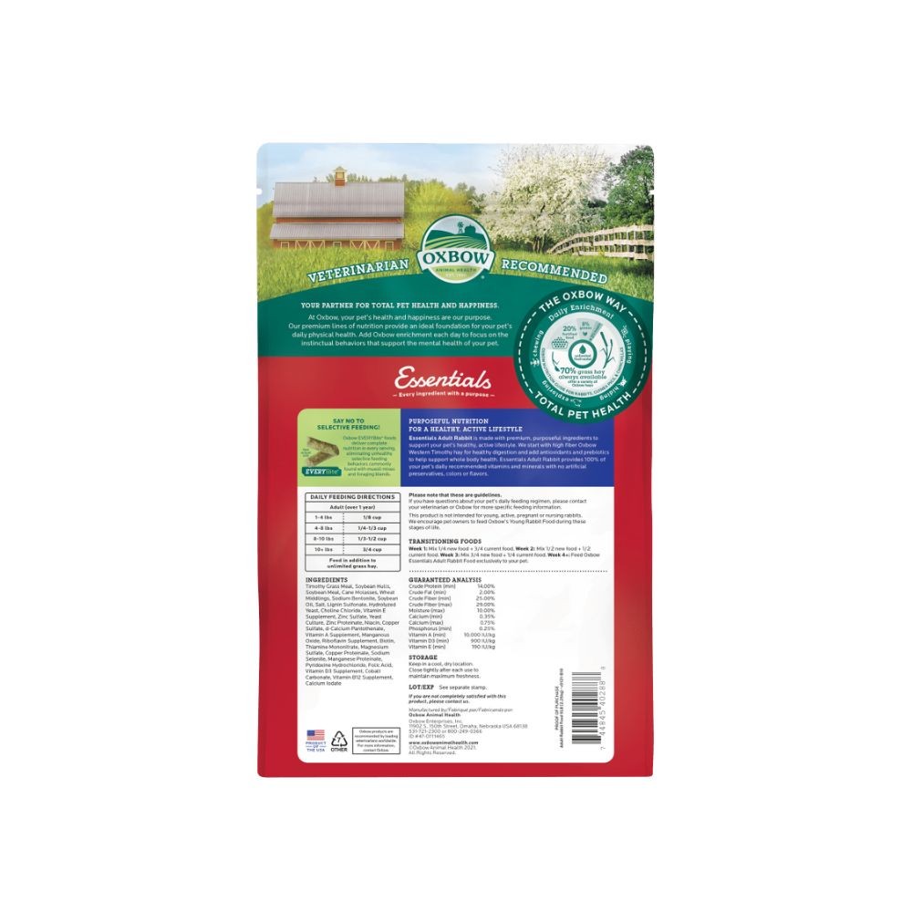 OXBOW FORTIFIED NUTRITION ADULT RABBIT FOOD 2.25KG 5LBS image 2