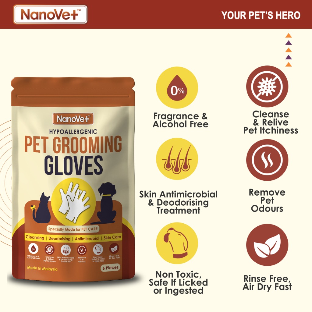 NANOVET PET GROOMING GLOVES 6PCS image 5