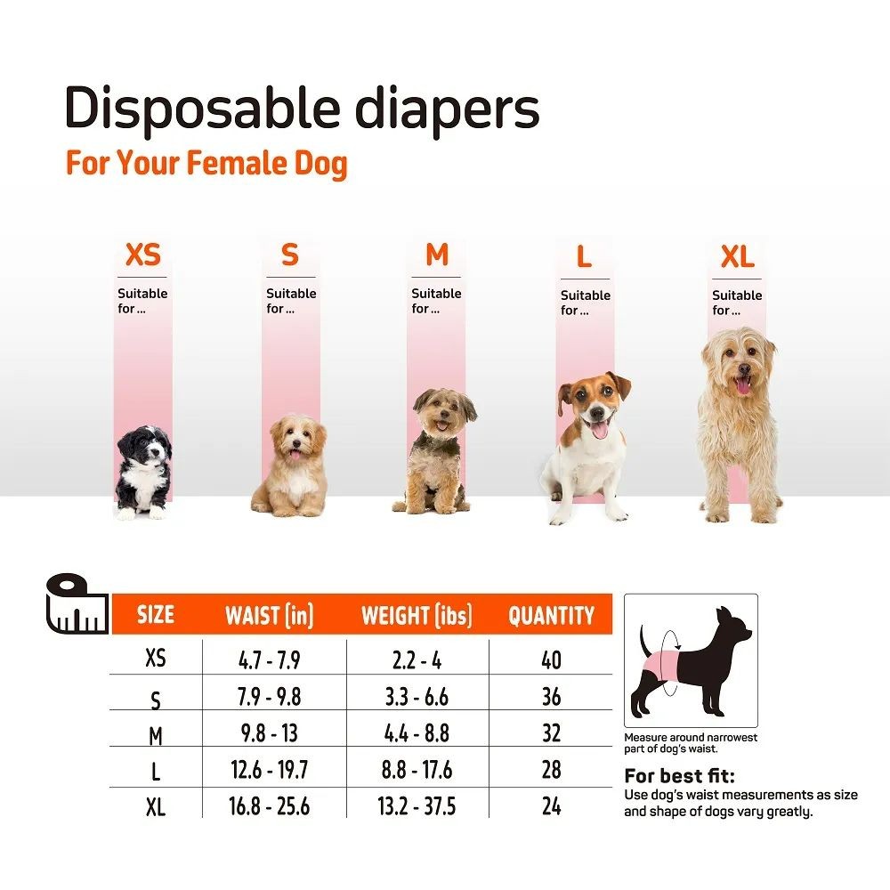 FOFOS FEMALE DOG DIAPER S 18PCS WAIST 20-25CM WEIGHT 1.5-3KG image 7