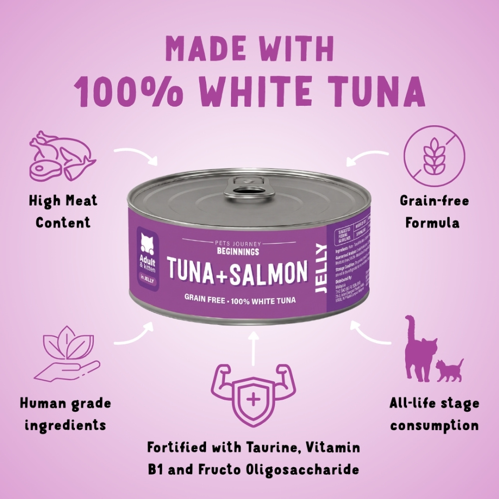 PETS JOURNEY BEGINNINGS 80G TUNA WITH SALMON IN JELLY WET CANNED CAT FOOD image 4