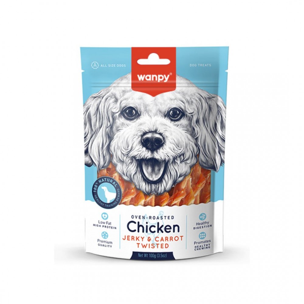 WANPY CHICKEN & CARROT STICK TWISTED 100G DOG SNACK image 2