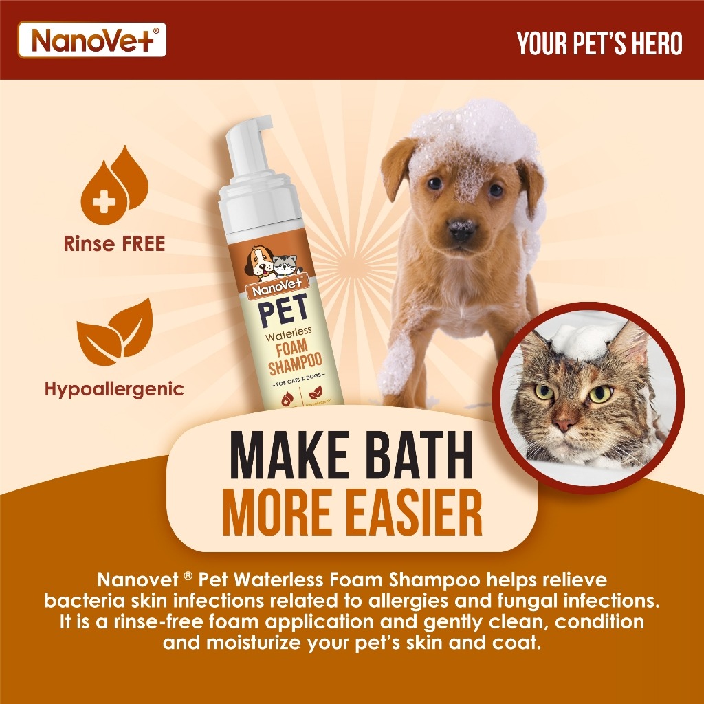 NANOVET WATERLESS FOAM SHAMPOO 200ML image 2