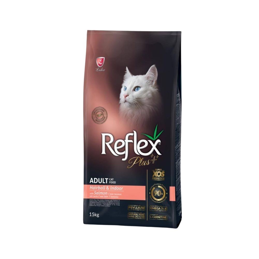 REFLEX PLUS 15KG HAIRBALL & INDOOR SALMON DRY CAT FOOD image 2