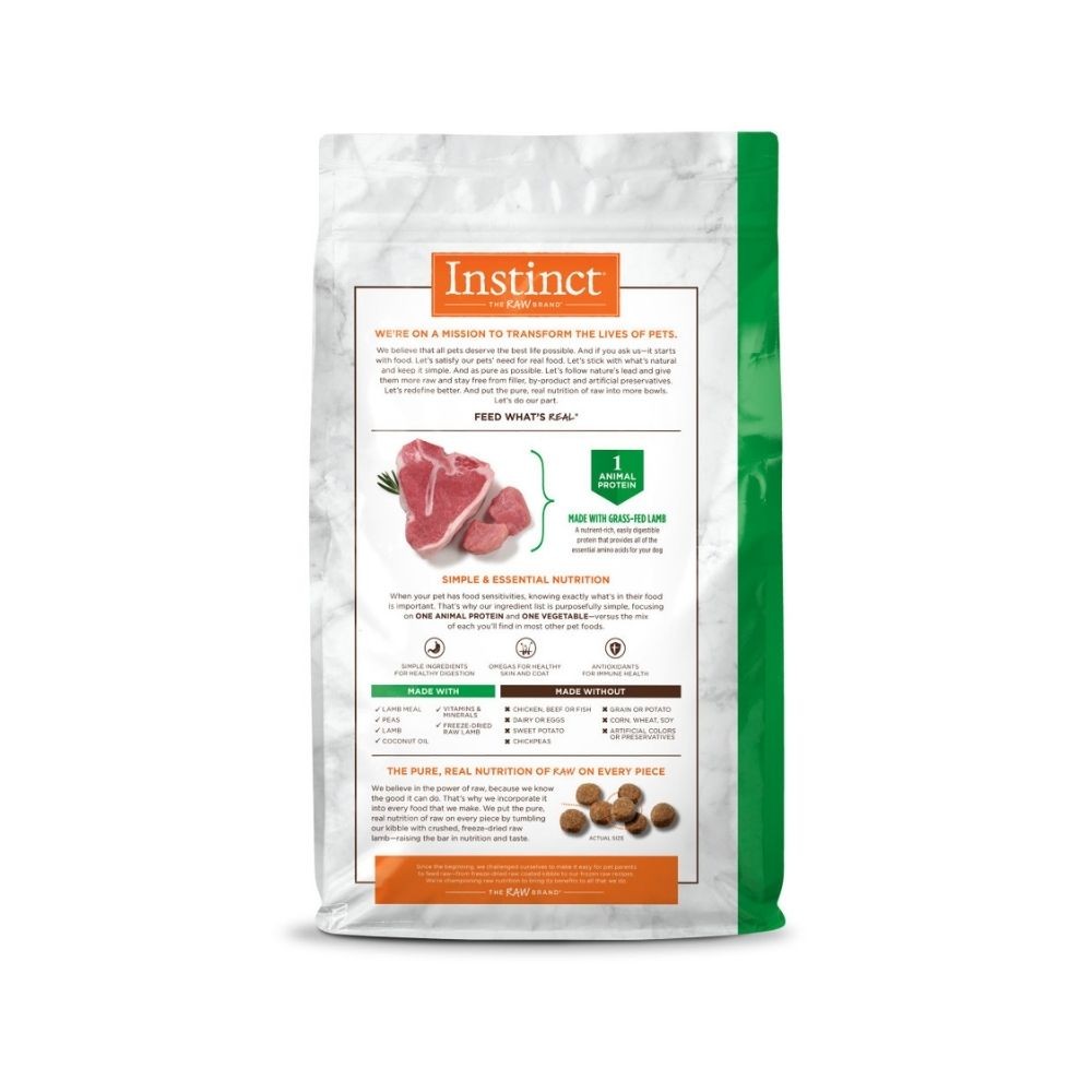INSTINCT DOG LID 9KG (20LB) GRAIN FREE RECIPE WITH REAL LAMB DRY DOG FOOD image 3