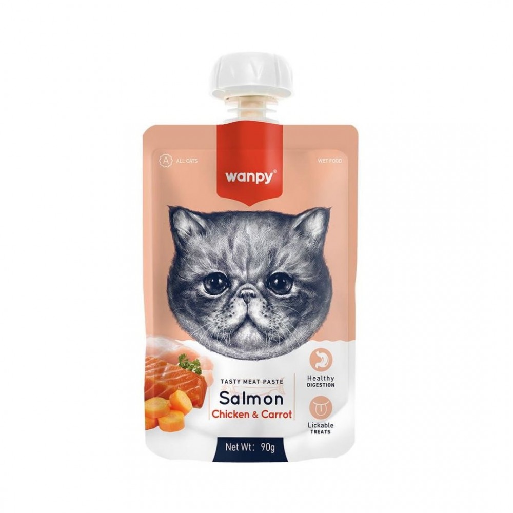 WANPY CAT 90G SALMON + CHICKEN & CARROT TASTY MEAT PASTE image 2