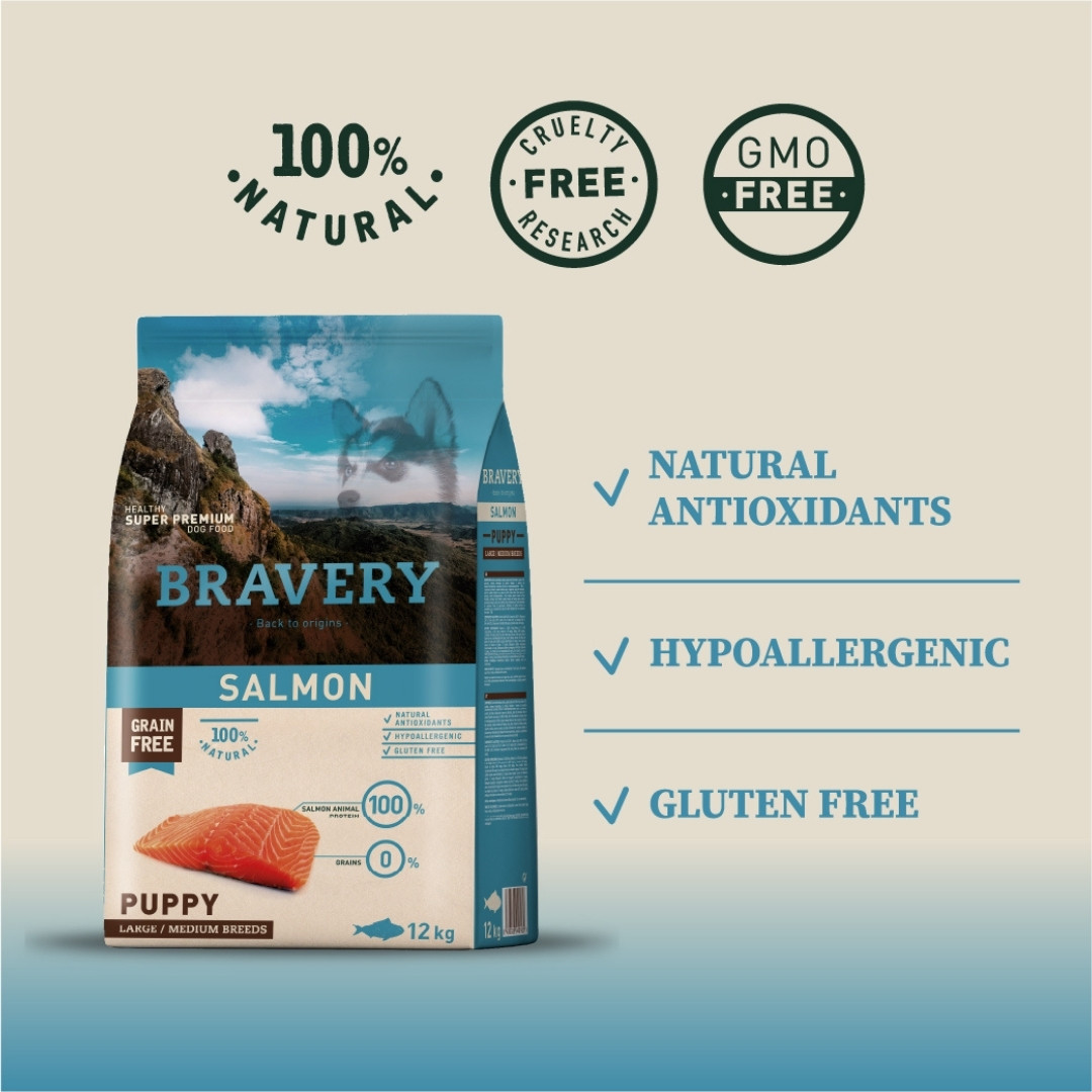 BRAVERY DOG 12KG SALMON PUPPY DRY DOG FOOD image 2
