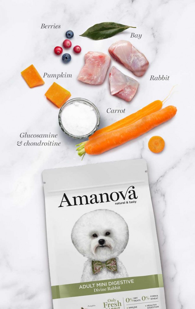 AMANOVA DOG 7KG ADULT DIGESTIVE MINI RABBIT & PUMPKIN DRY DOG FOOD image 2