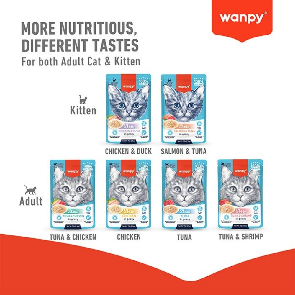 WANPY CAT 70G STEW TUNA POUCH WET CAT FOOD image 8