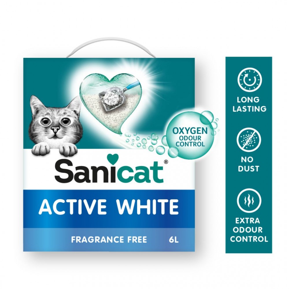 SANICAT ACTIVE WHITE 10L UNSCENTED BENTONITE CAT LITTER image 2