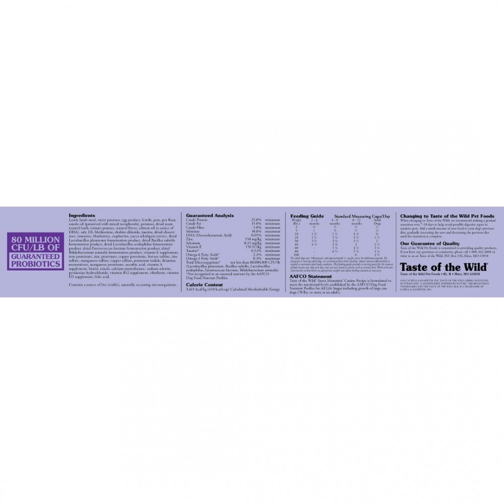 TASTE OF THE WILD DOG 12.2KG SIERRA MOUNTAIN ROASTED LAMB DRY DOG FOOD image 4