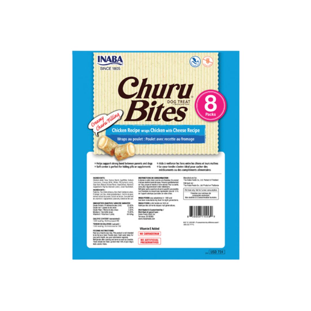 INABA CHURU BITES CHICKEN RECIPE WRAPS CHICKEN WITH CHEESE RECIPE 96G DOG TREATS image 2