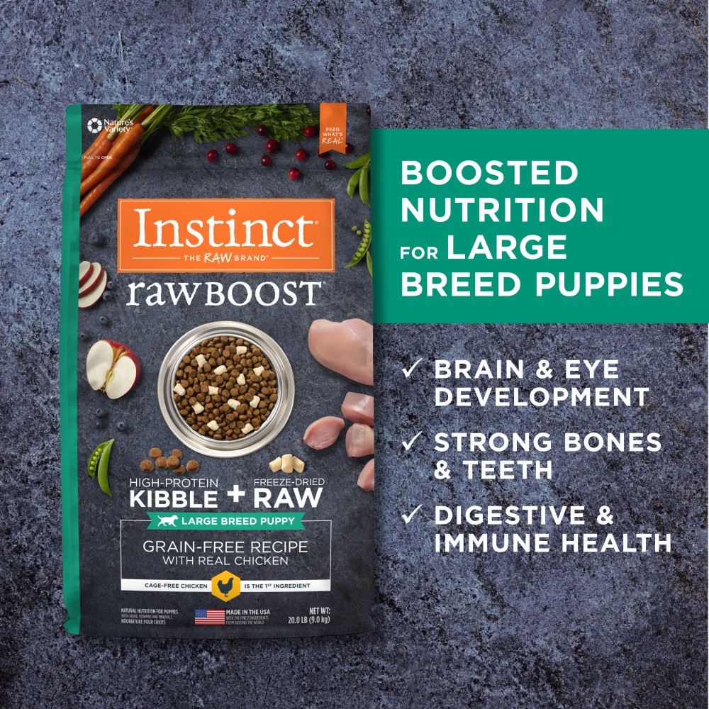 INSTINCT DOG RAW BOOST 9KG (20LB) LARGE BREED PUPPY GRAIN FREE RECIPE WITH REAL CHICKEN DRY DOG FOOD image 7