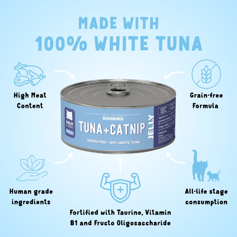 PETS JOURNEY BEGINNINGS 80G TUNA WITH CATNIP IN JELLY WET CANNED CAT FOOD image 4