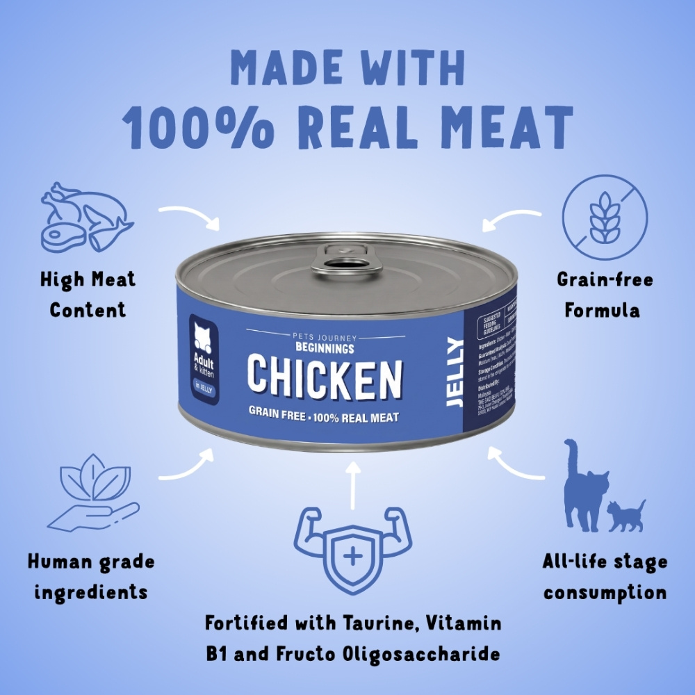 PETS JOURNEY BEGINNINGS 80G CHICKEN IN JELLY WET CANNED CAT FOOD image 2