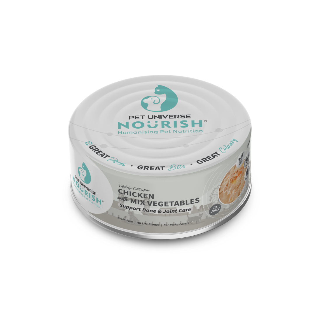 PET UNIVERSE NOURISH CAT VITALITY 70G CHICKEN WITH MIX VEGETABLES IN JELLY WET CAT FOOD image 2