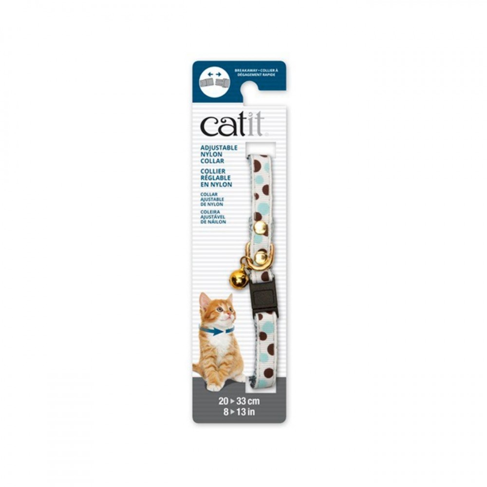 CATIT ADJUSTABLE NYLON COLLAR WITH RIVETS WHITE POLKA DOTS 20-30CM (8-13IN) image 2