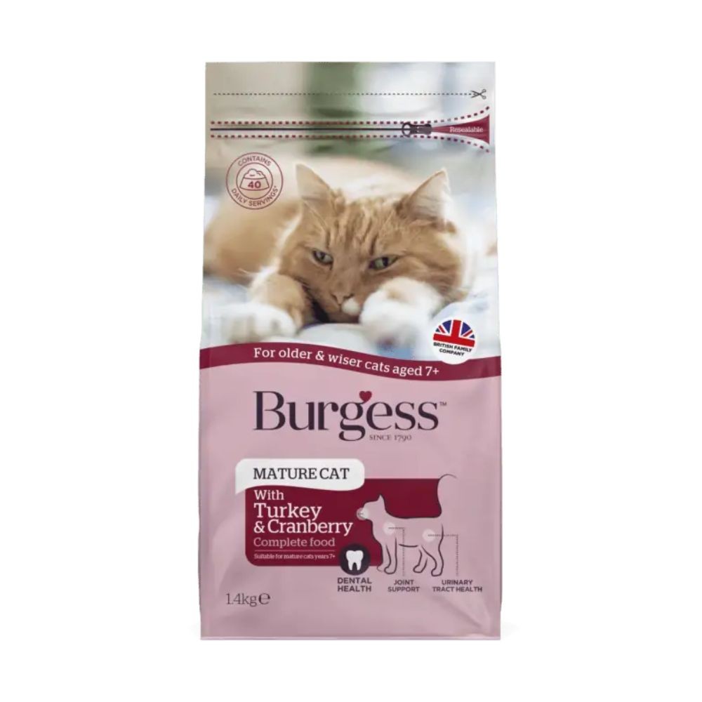 BURGESS CAT 1.4KG MATURE CAT TURKEY & CRANBERRY DRY CAT FOOD image 2