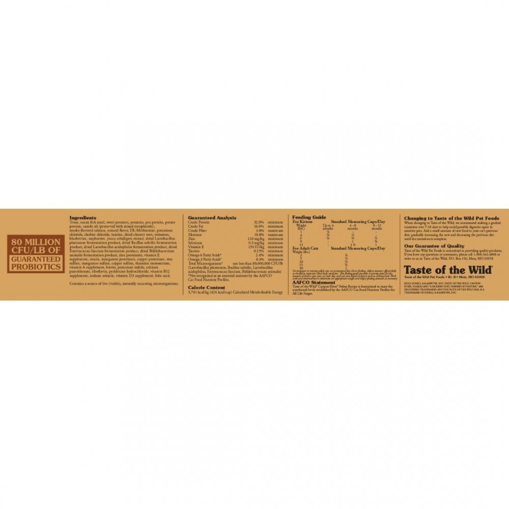 TASTE OF THE WILD CAT 2KG CANYON RIVER FELINE TROUT & SMOKED SALMON DRY CAT FOOD image 4