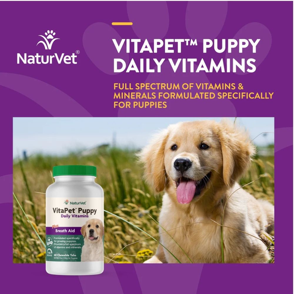 NATURVET VITA PET PLUS PUPPY DAILY VITAMINS BREATH AID 180G (60 TABS) image 2
