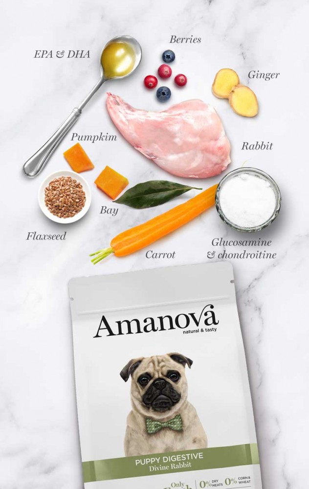 AMANOVA DOG 2KG PUPPY DIGESTIVE DIVINE RABBIT DRY DOG FOOD image 2
