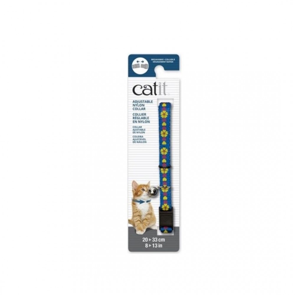 CATIT ADJUSTABLE NYLON COLLAR REFLECTIVE BLUE WITH FLOWERS 20-30CM (8-13IN) image 2