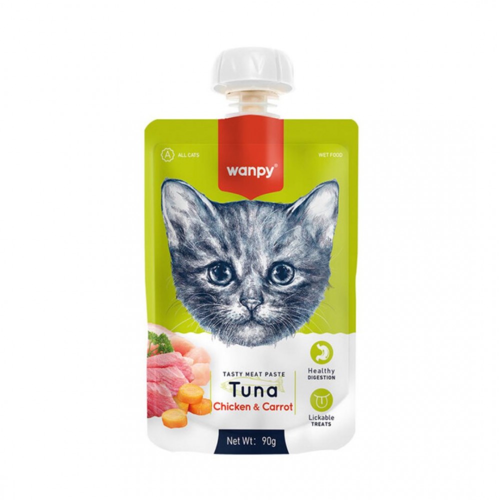 WANPY CAT 90G TUNA + CHICKEN & CARROT TASTY MEAT PASTE image 2