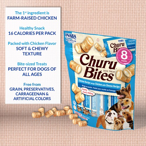 INABA CHURU BITES CHICKEN RECIPE WRAPS CHICKEN WITH SALMON RECIPE 96G DOG TREATS image 5