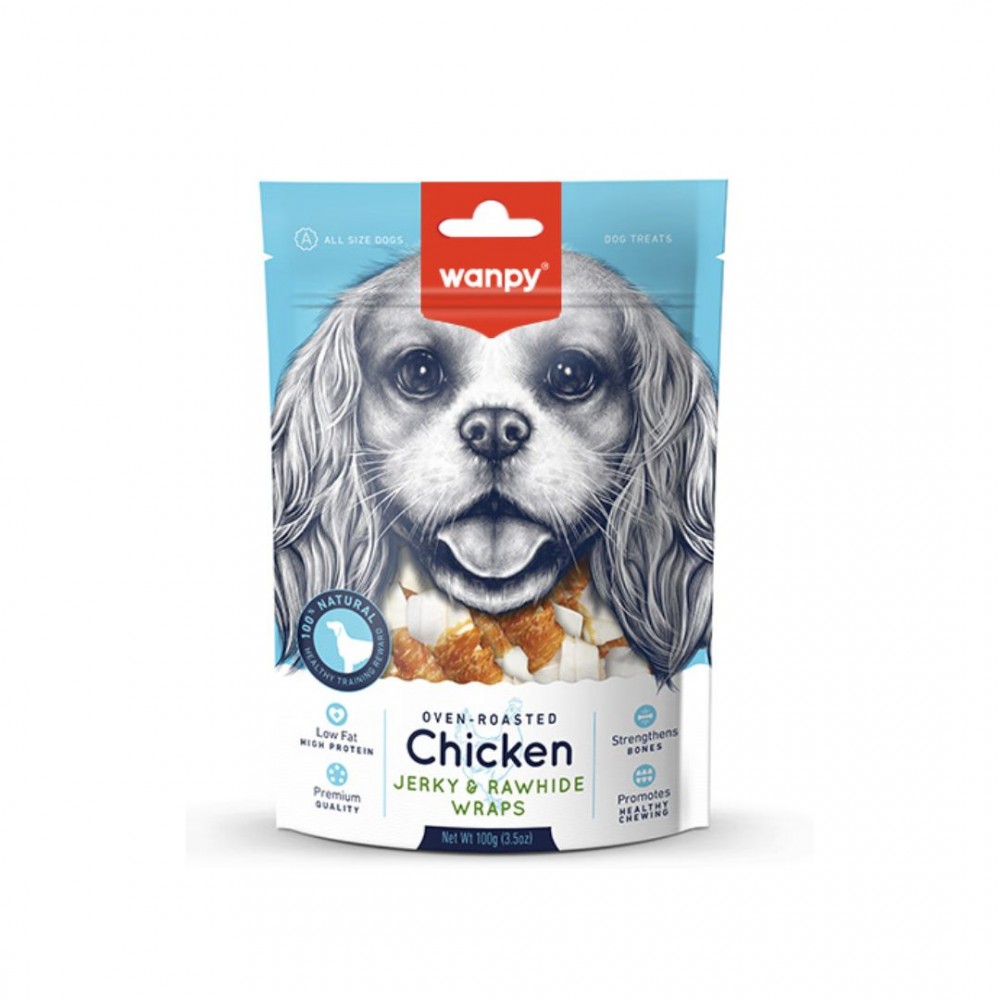 WANPY CHICKEN JERKY & RAWHIDE WRAPS 100G DOG SNACK image 2