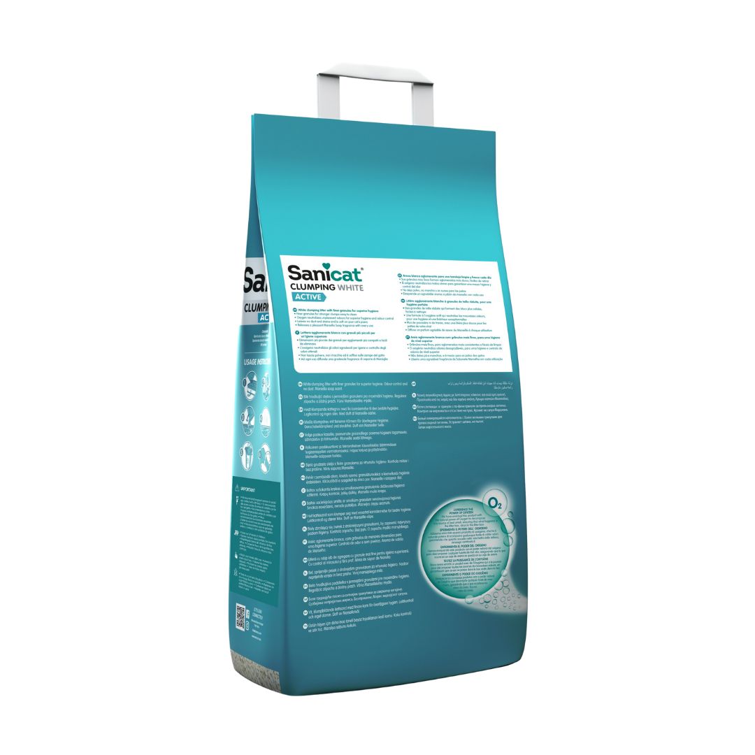 SANICAT CLUMPING WHITE ACTIVE MARSEILLE SOAP 10L BENTONITE CAT LITTER image 4