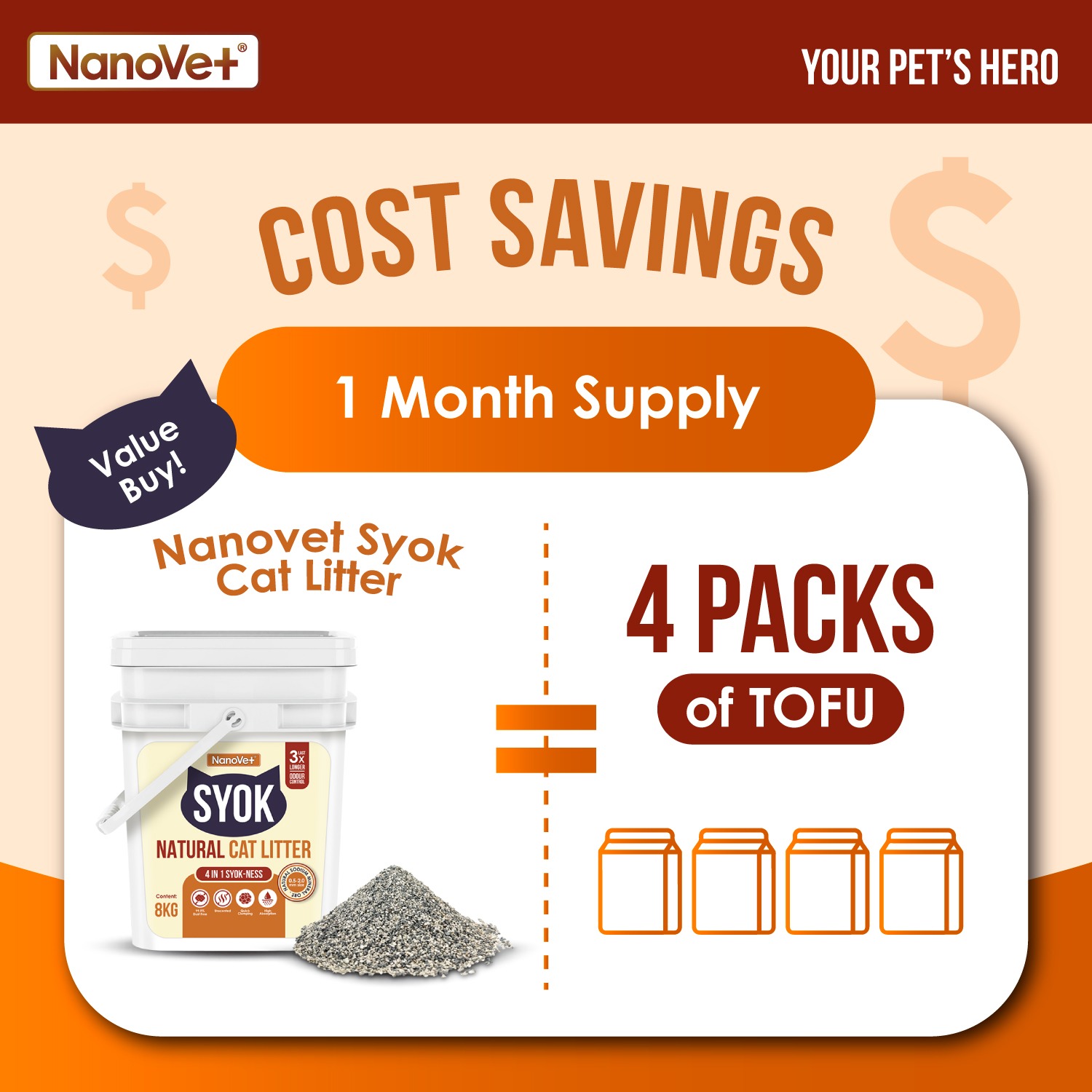 NANOVET SYOK NATURAL REFILL BAG 4.5KG CAT LITTER image 7