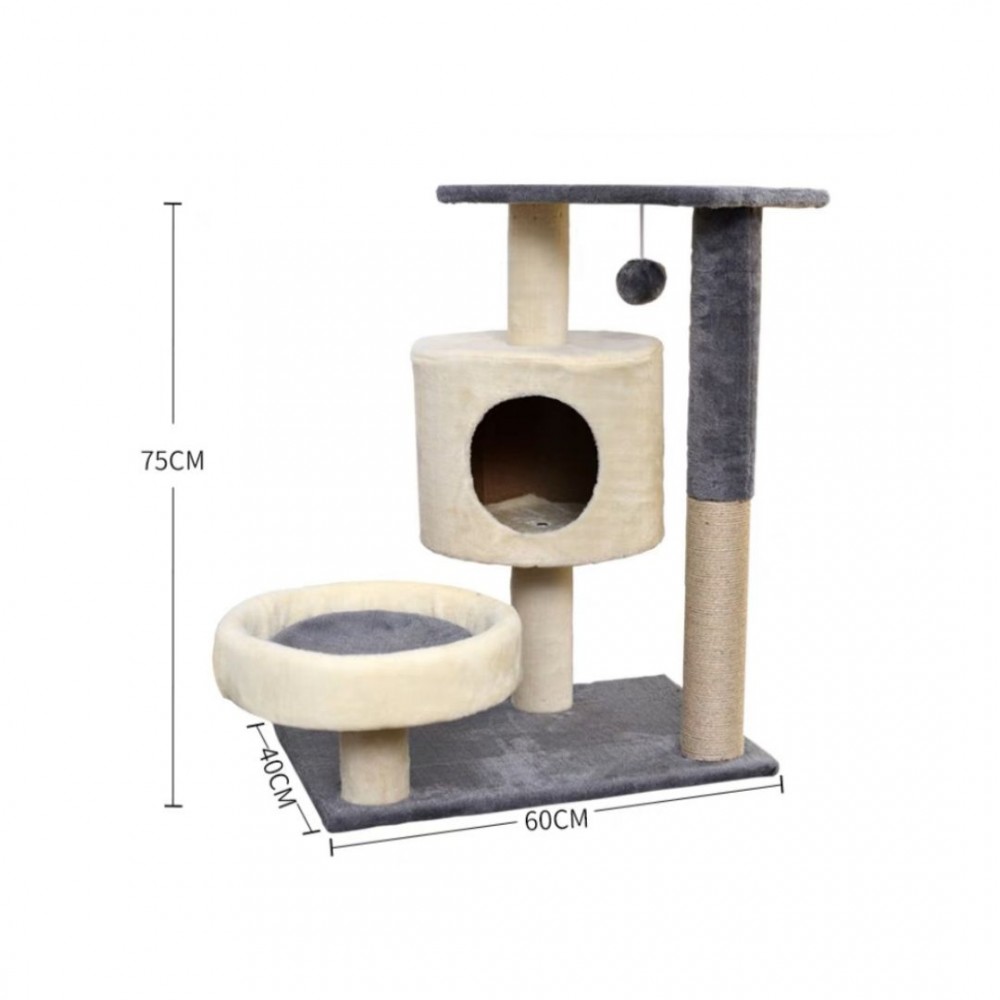 PTC CAT CLIMBING FRAME WITH SCRATCHING POST 043 BEIGE WITH GREY 40x60x75CM image 2