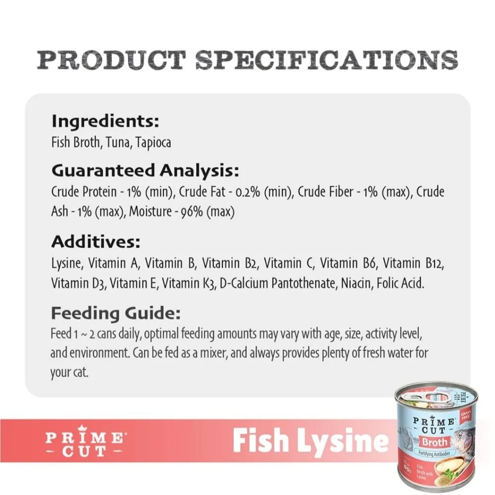 PRIMECUT 85G FISH BROTH WITH LYSINE WET CANNED CAT FOOD image 2
