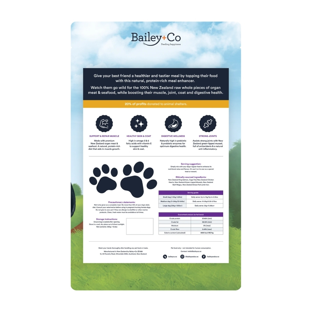 BAILEY+CO FREEZE-DRIED RAW MEAL ENHANCERS MIXED PROTEIN 300G DOG FOOD image 2