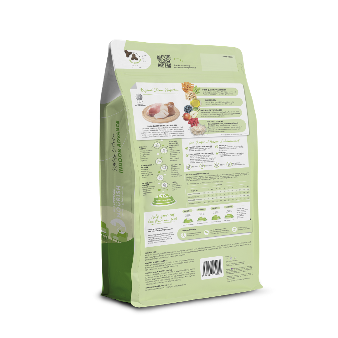 PET UNIVERSE NOURISH CAT VITALITY 4KG INDOOR ADVANCE WITH FRESH CHICKEN AND TURKEY DRY CAT FOOD image 2