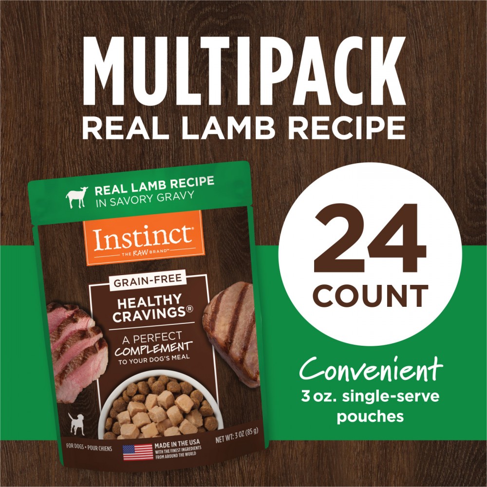 INSTINCT DOG HEALTHY CRAVINGS 85G (3OZ) REAL LAMB RECIPE WET DOG POUCH image 3