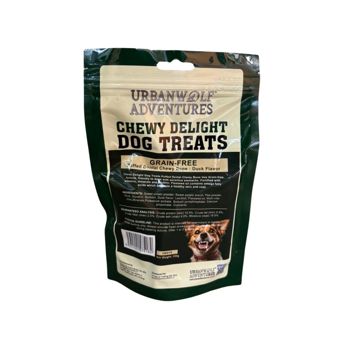URBANWOLF ADVENTURES GRAIN FREE CHEWY BONE DUCK FLAVOR 100G DOG TREATS image 2