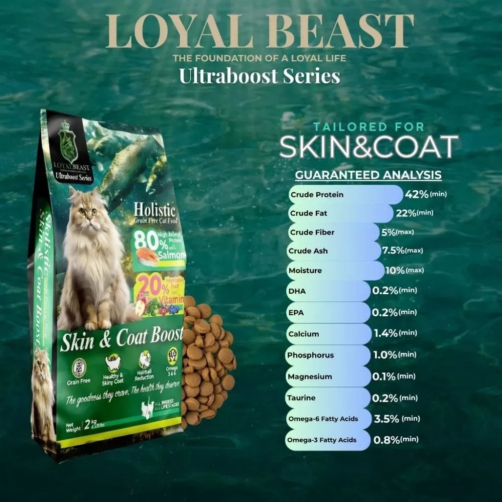 LOYAL BEAST HOLISTIC GRAIN FREE 7KG SKIN & COAT BOOST DRY CAT FOOD image 3