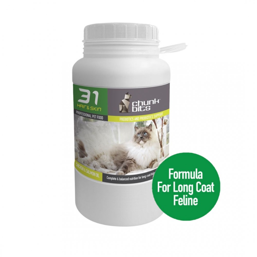 CHUNKBITS CAT 1.5KG HAIR & SKIN 31 CHICKEN & SALMON OIL DRY CAT FOOD image 2