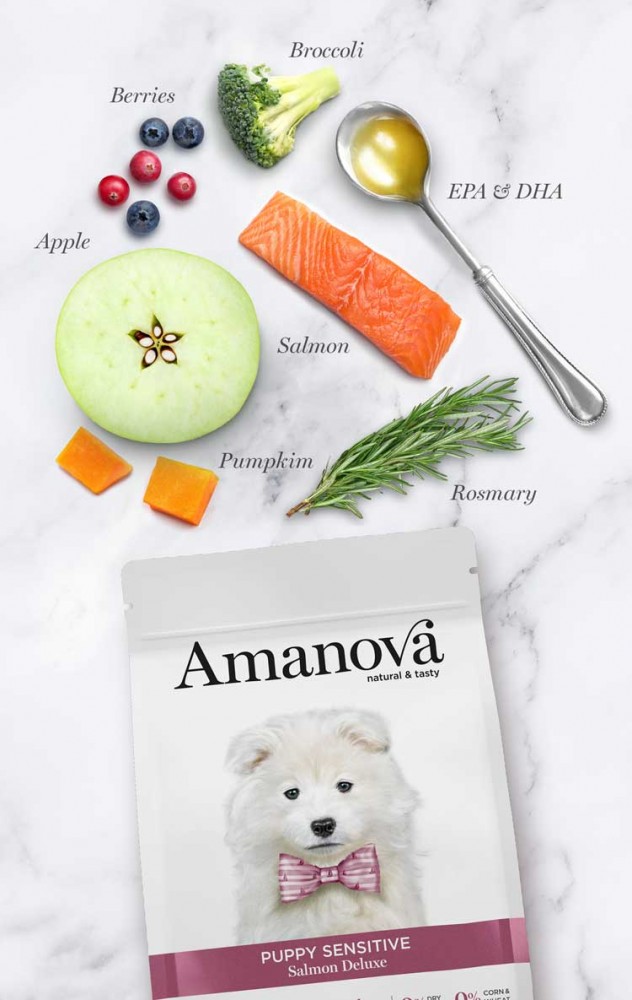 AMANOVA DOG 7KG PUPPY SENSITIVE ALL BREEDS SALMON & PUMPKIN DRY DOG FOOD image 3