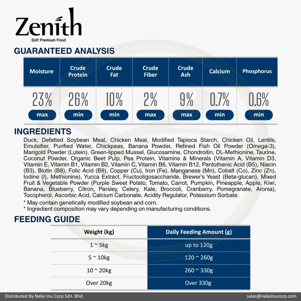 ZENITH PREMIUM SOFT KIBBLE 1KG DUCK & CHICKEN DRY DOG FOOD image 2