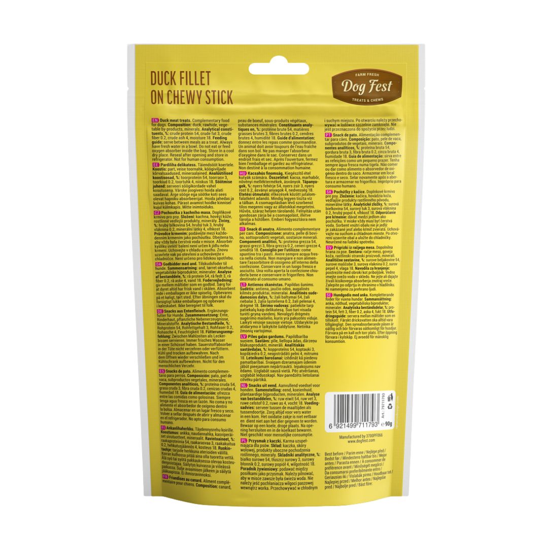 DOG FEST 90G DUCK FILLET ON CHEWY STICK DOG SNACK image 2