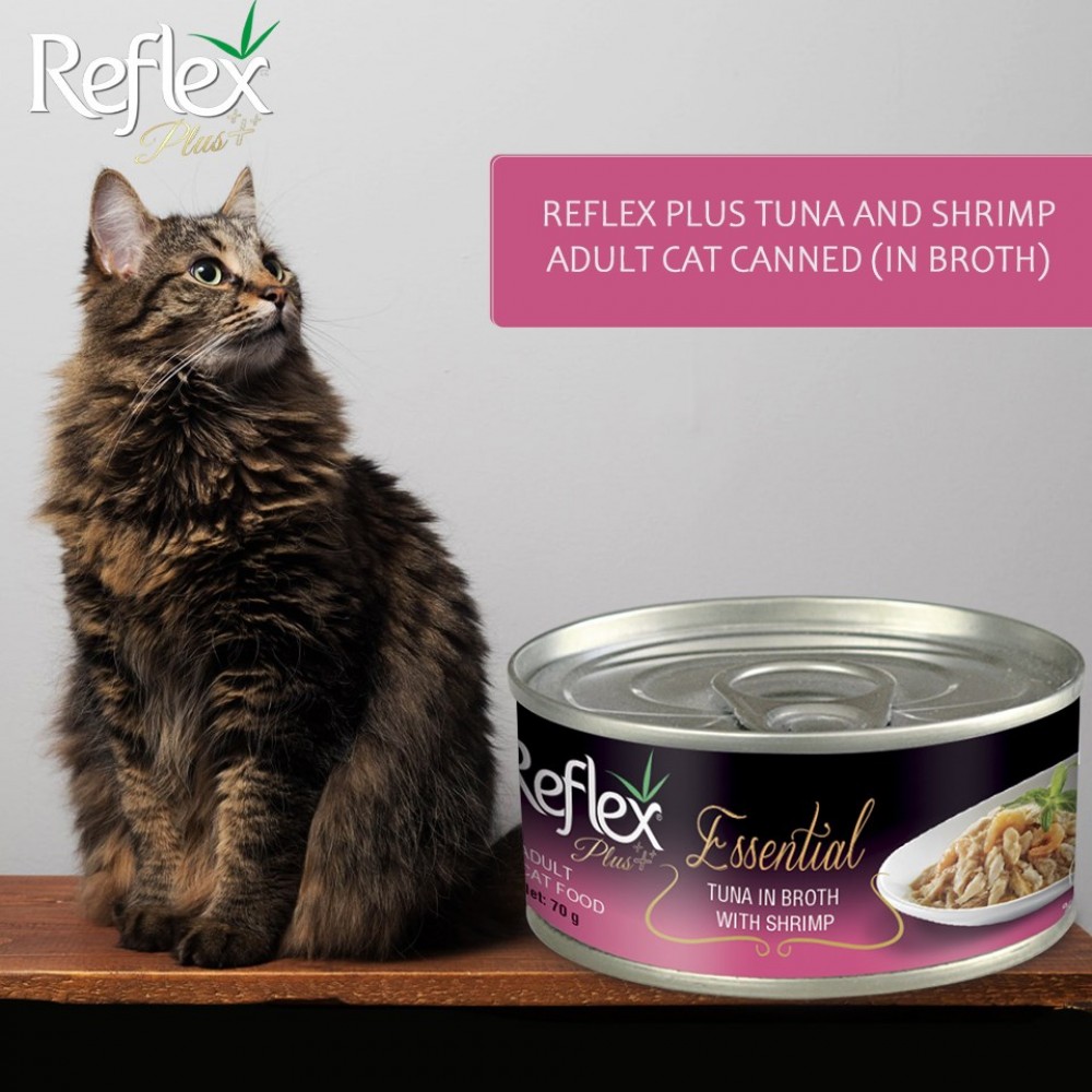 REFLEX PLUS ESSENTIAL TUNA IN BROTH WITH SHRIMP 70G WET CAT FOOD image 3