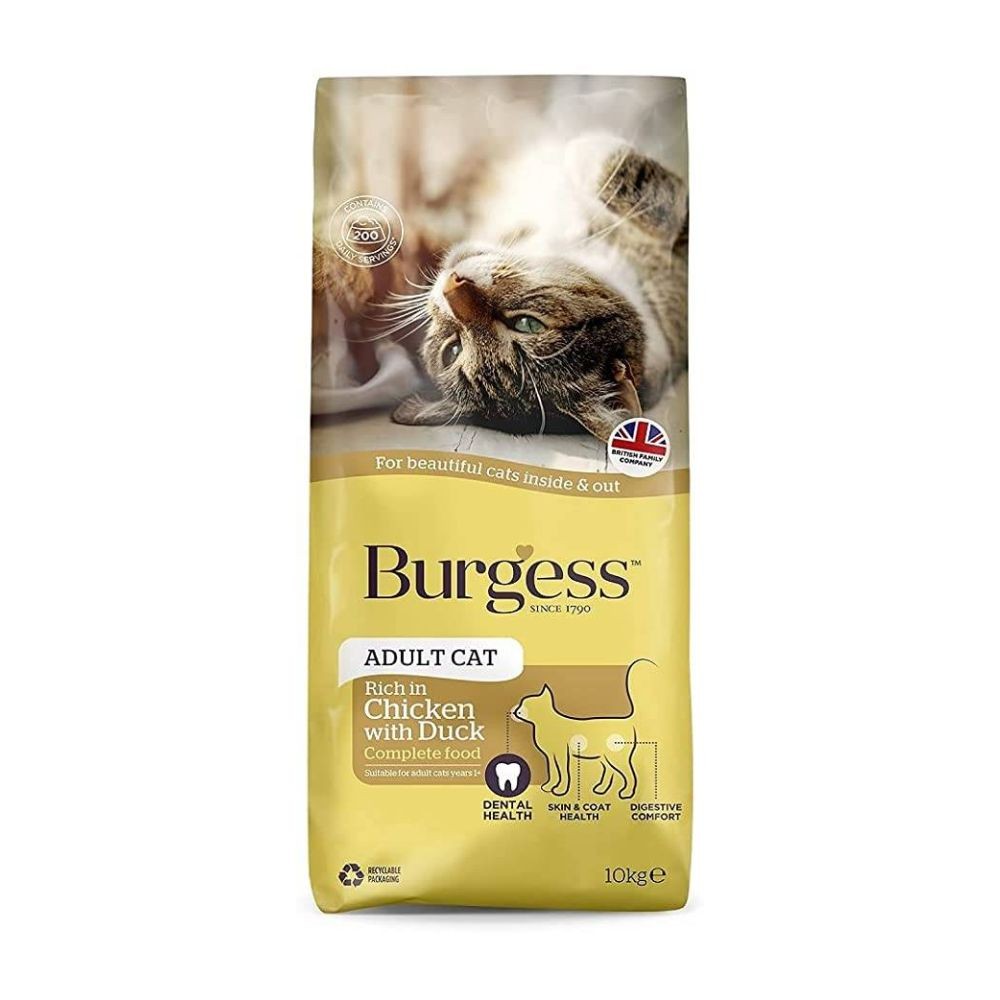 BURGESS CAT 10KG ADULT CAT CHICKEN & DUCK DRY CAT FOOD image 2